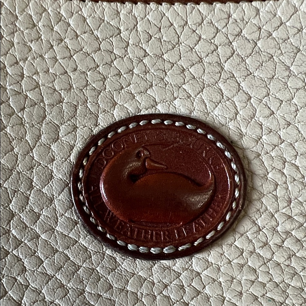 Dooney & Bourke Cream and Brown Leather Crossbody Bag - Picture 8 of 9